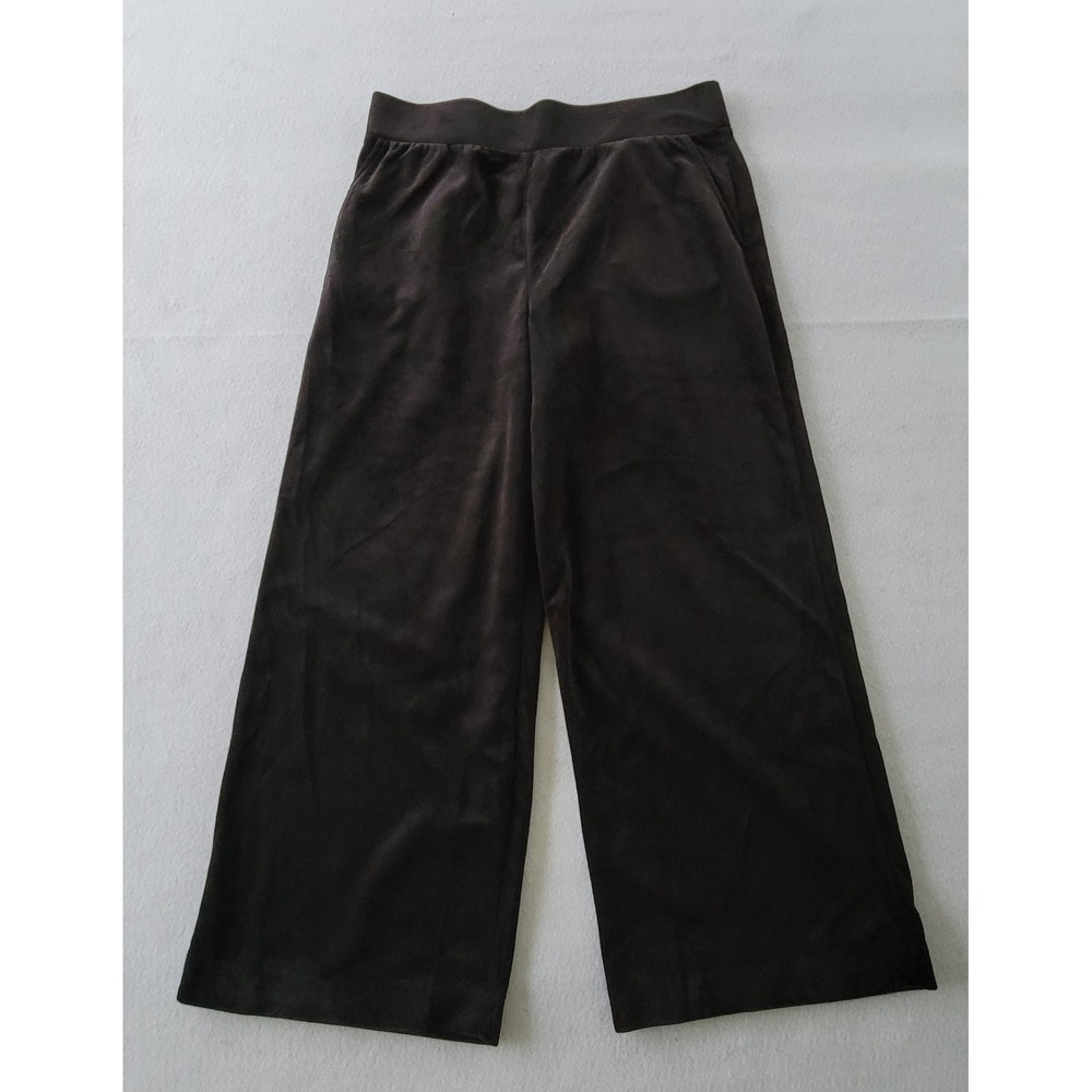 Nine West Velour Pants Black Stretch Waist Straight Leg Womens XL